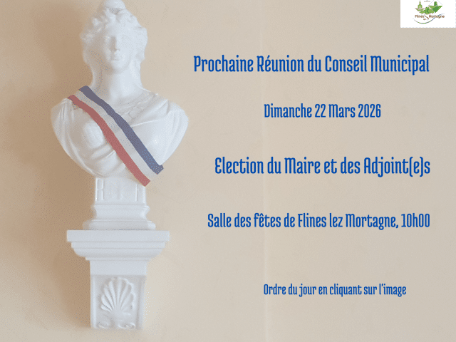 Ordre du jour – Conseil Municipal du Dimanche 22 Mars  Janvier 2026