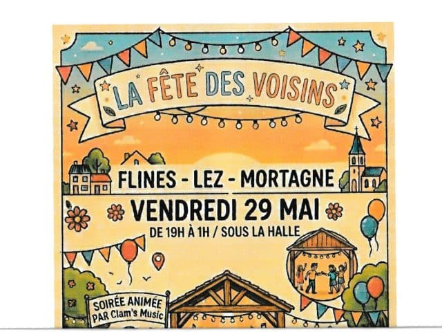 🎉 Fête des Voisins. Vendredi 29 mai 2026 à partir de 19h sous la halle.🎉